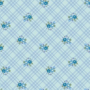 Cottagecore Chintz Plaid in Country Blue