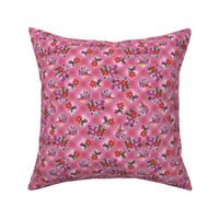 Rertro Cottagecore Picnic Plaid Chintz in Pink + Red