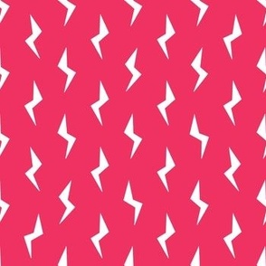 White Lightening Bolts - pink - small repeat pattern - blender fabric for quilting crafts children kid decor birthday parties