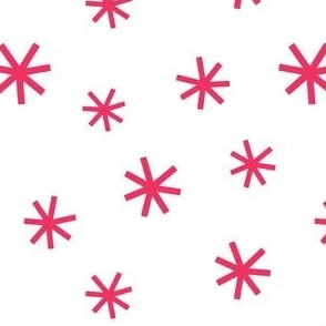 Simple stars scattered - pink white background - minimalist geometric tossed asterisk print - craft quilting fabric party celebration