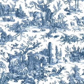 Rustic French Toile-Blue & White