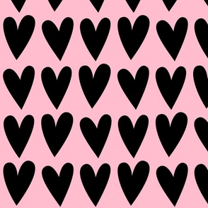 hearts black on pink - valentines jumbo collection