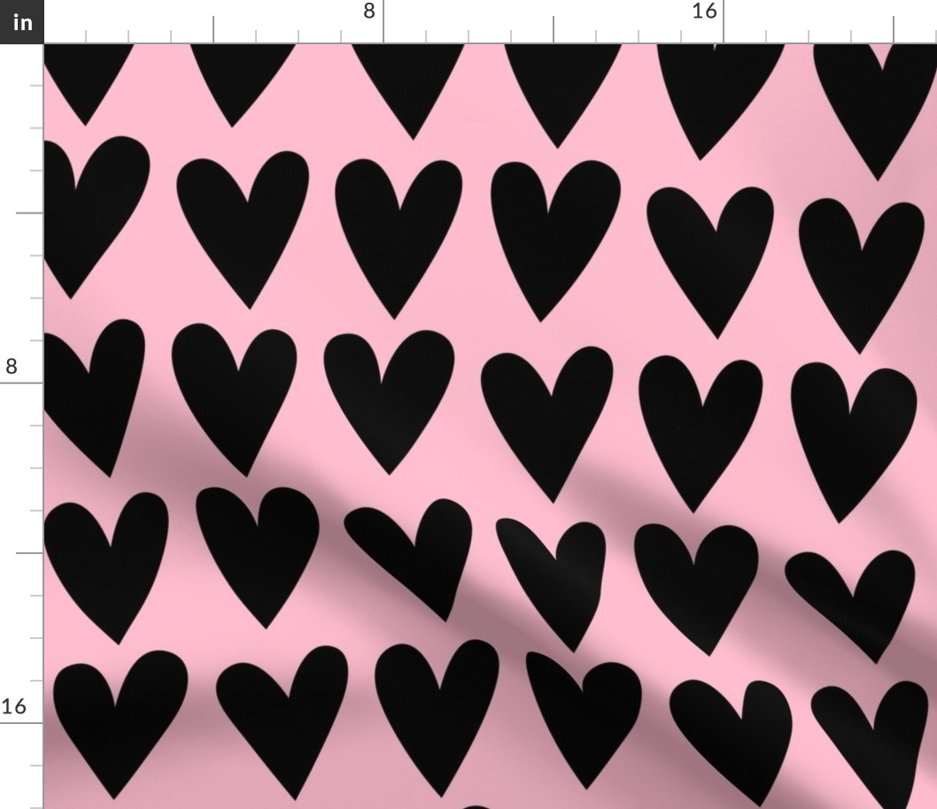 hearts black on pink - valentines jumbo collection