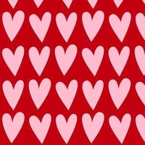 hearts pink on red - valentines jumbo collection