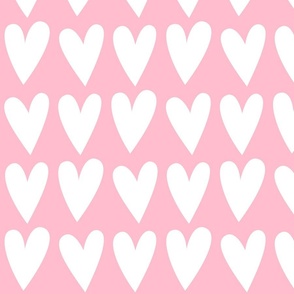 hearts white on pink - valentines jumbo collection