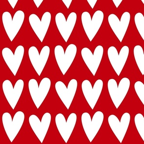 hearts white on red - valentines jumbo collection