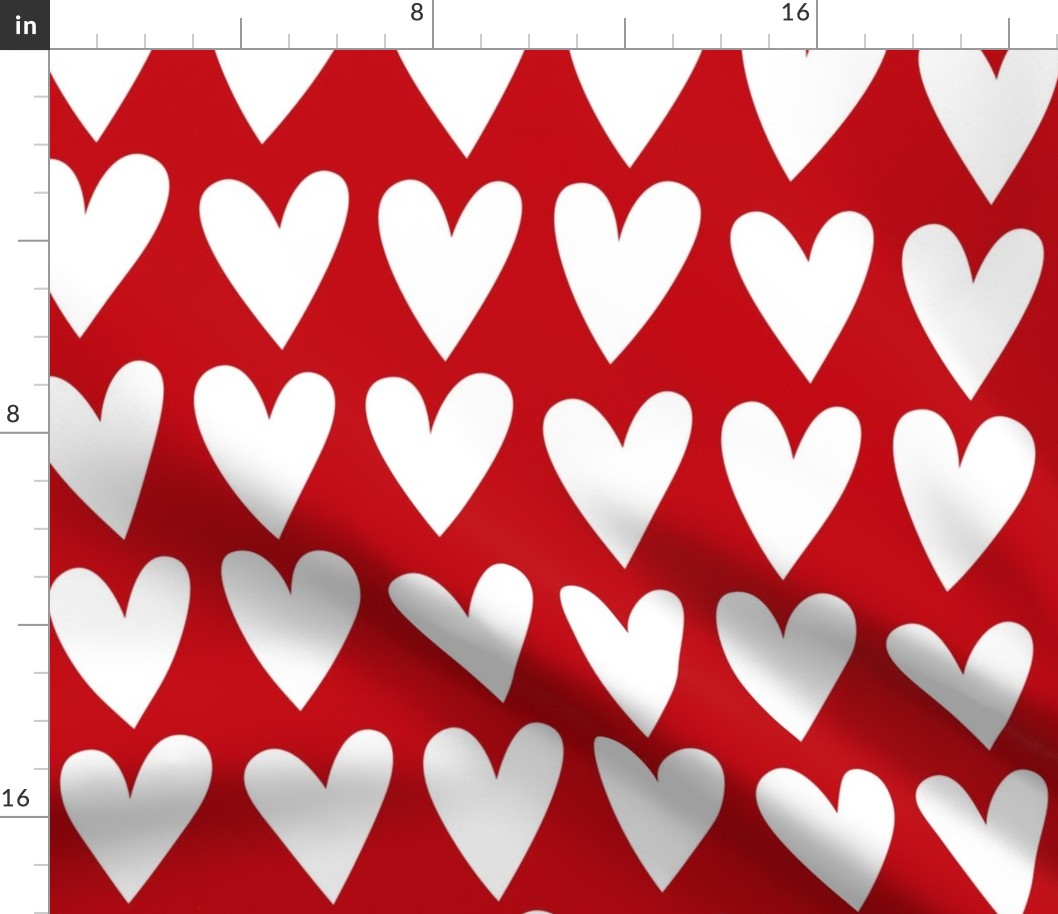 hearts white on red - valentines jumbo collection