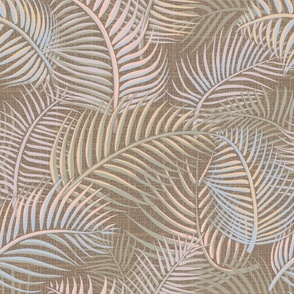 tropical palm leaves with pantone ignite palette  - large scale -18.6" fabric --24" wallpaper