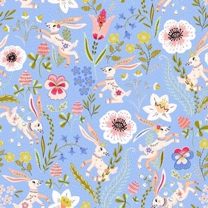 Whimsy Rabbity Spring (sky blue) medium 