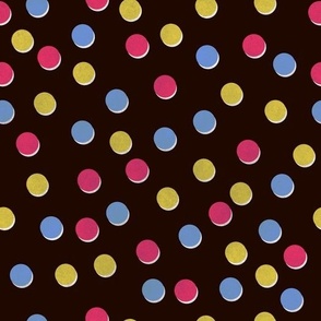 Popping dots - black background - scattered confetti kid children party fabric wallpaper