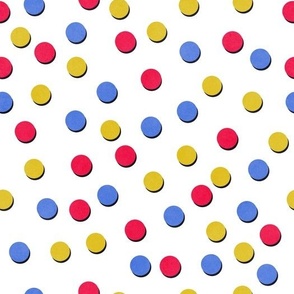 Popping dots - white background - scattered confetti kid children party fabric wallpaper