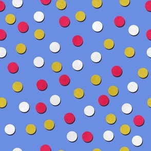 Popping dots - blue - scattered confetti kid children party fabric wallpaper