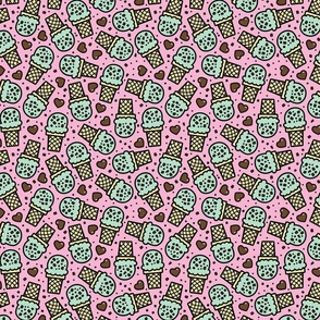 mint chocolate chip cone mix on pink large