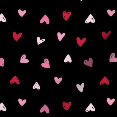 Hearts Valentine's Day ditsy print red pink black white