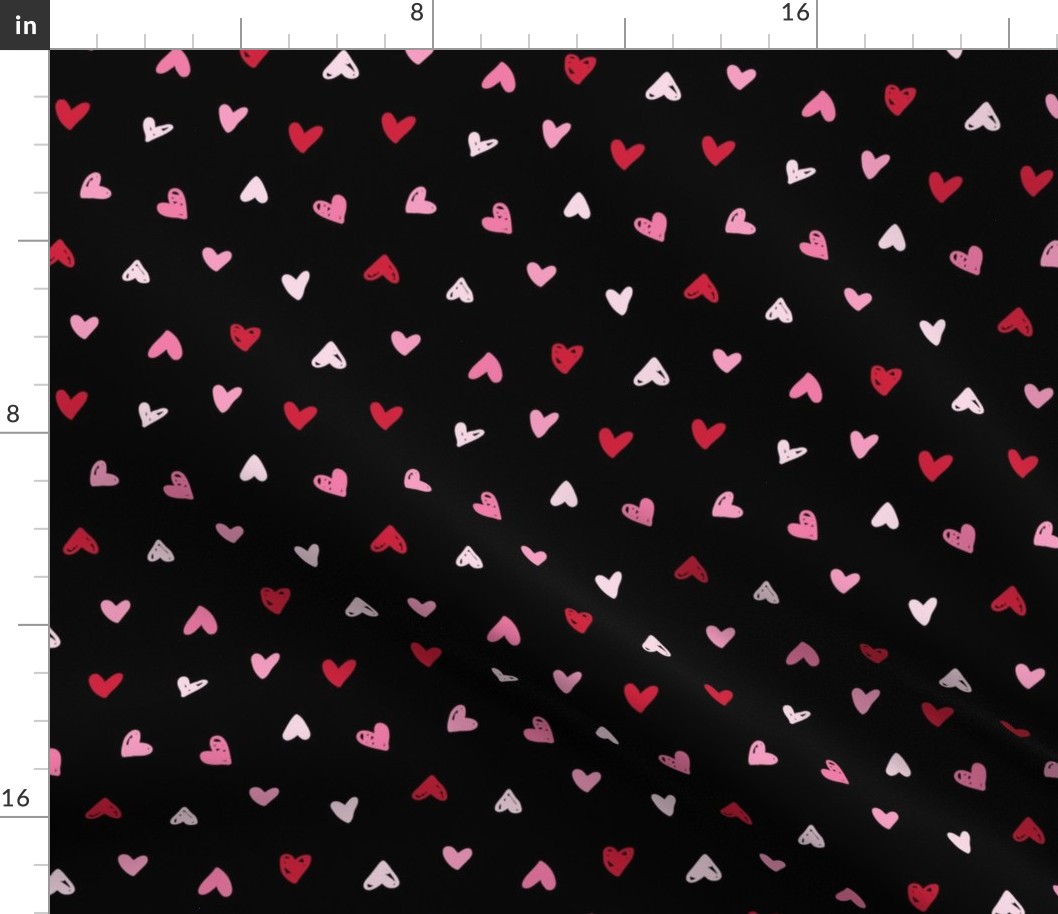 Hearts Valentine's Day ditsy print red pink black white