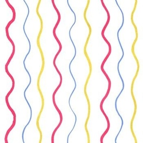 Vertical wavy party lines - white background pink blue green textured stripes - birthday party decorations, children and kid room bedding decor
