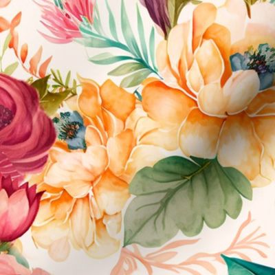 floral peonies, watercolor bold