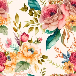 floral peonies, watercolor bold