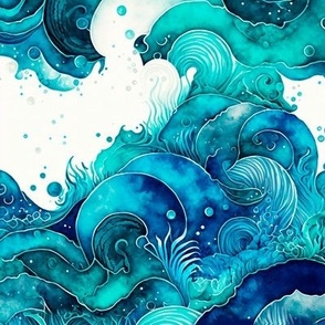 abstract underwater watercolor waves