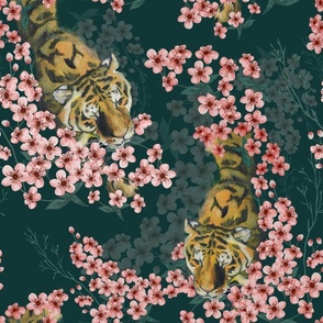 tigers and cherry blossoms