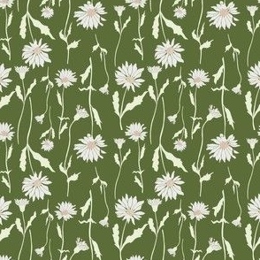 Desert flowers in gray on a green background