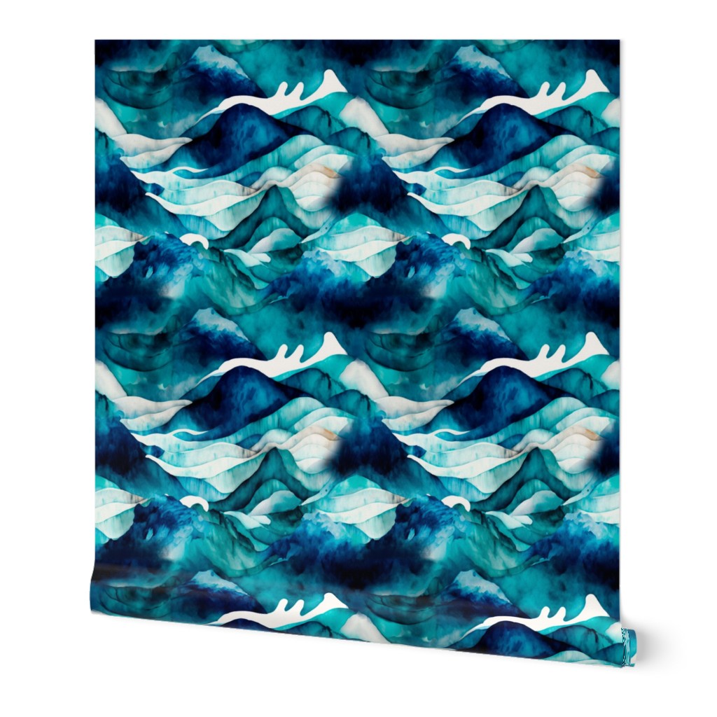 abstract watercolor waves- large