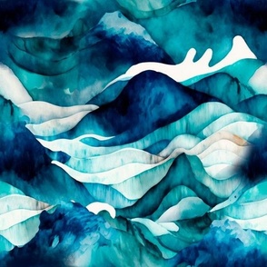 abstract watercolor waves- large