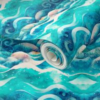 absract underwater waves, watercolor