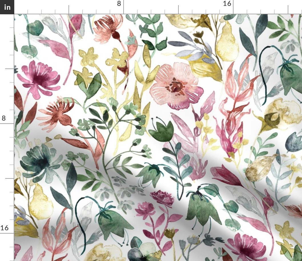 Neutral Rainbow Floral in Watercolor - large 