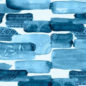 Henna Watercolor Brushstrokes- blue
