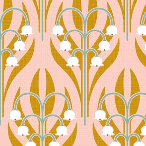 lily of the valley art deco inspired blush pink mustard 21 inch  (24 inch wallpaper)