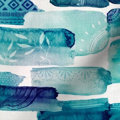 Henna Watercolor Brushstrokes - aqua/blue