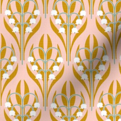 lily of the valley art deco inspired blush pink mustard 6 inch  