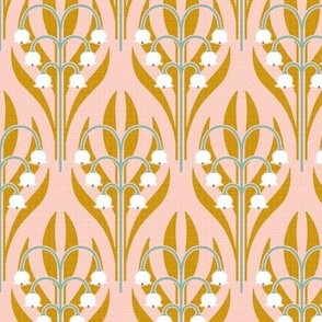 lily of the valley art deco inspired blush pink mustard 6 inch  