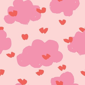 Puffy love clouds - bubblegum pink, coral and light pink // big scale