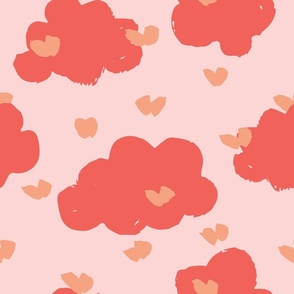 Puffy love clouds - peach, coral and light pink // big scale