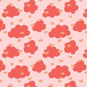 Puffy love clouds - peach, coral and light pink // small scale