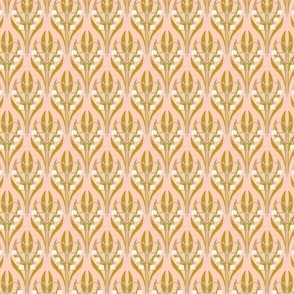 lily of the valley art deco inspired blush pink mustard 1,6 inch 