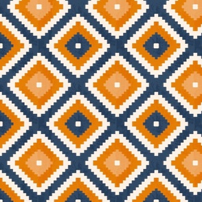 Marigold Blue Aztec Textured