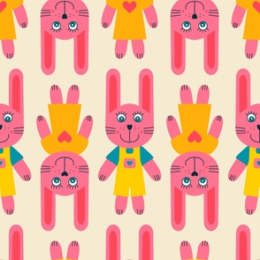 Happy-Easter-Bunnies-Upside-Down---XL-wallpaper---pink-yellow-blue---JUMBO-7200