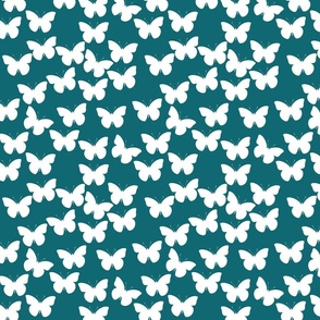 White Butterflies in Teal
