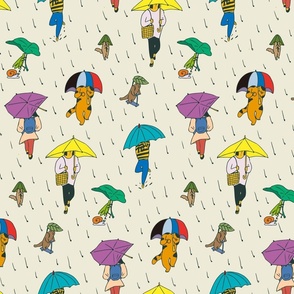 Colorful Umbrellas Raindrops