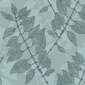 forsythia_leaves_lichen_mint