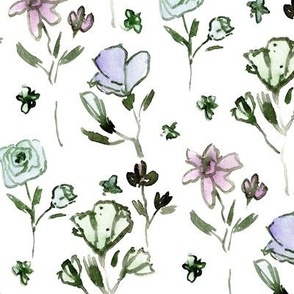 Ravello fiori - watercolor flowers with contour - painted florals for modern home decor nursery bedding wallpaper b117-4