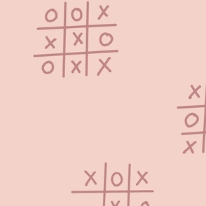 Tic-Tac-Toe hand drawn XOXO game | Large Scale | Rose quartz, puce pink