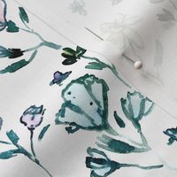 Ravello fiori - watercolor flowers with contour - painted florals for modern home decor nursery bedding wallpaper b117-1