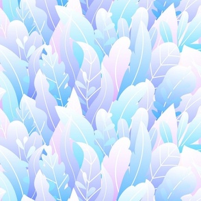 Frozen Garden- blue pink purple soft delicate cold color pastel color palette winter forest leaves and branches