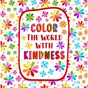 14x18 Panel Color The World With Kindness Rainbow Daisy Flowers for DIY Garden Flag Hand Towel or Small Wall Hanging