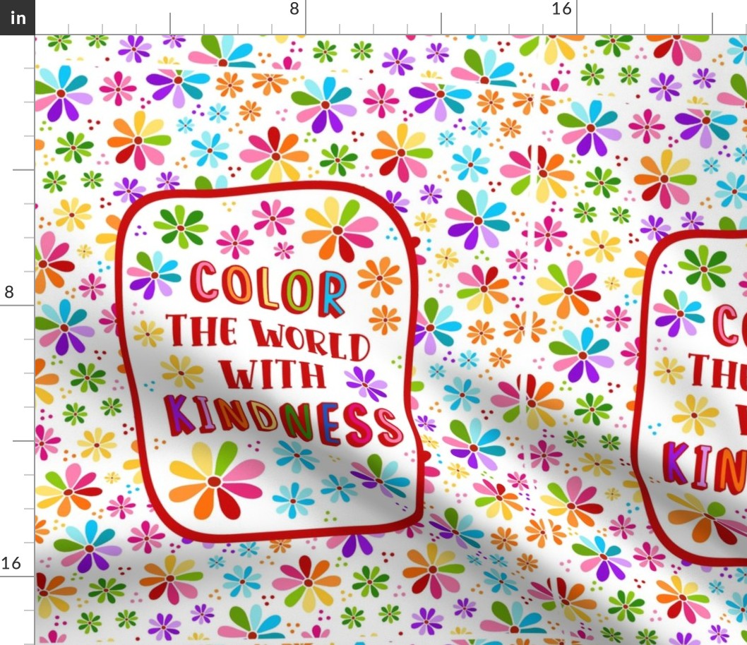 14x18 Panel Color The World With Kindness Rainbow Daisy Flowers for DIY Garden Flag Hand Towel or Small Wall Hanging
