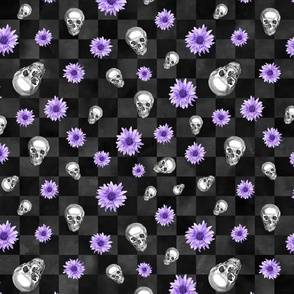 Black Check Skull Floral